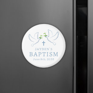 Dove Blue Boy Baptism Gast Favors Keepsake Magneet