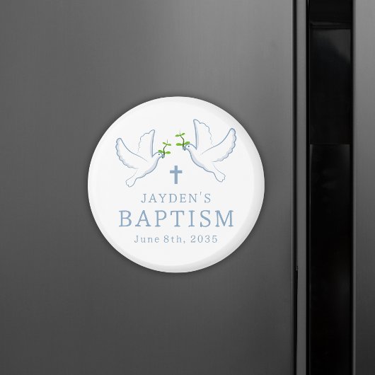 Dove Blue Boy Baptism Gast Favors Keepsake Magneet