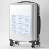 Dove Blue Elegante Script 24 Trouw Gast Adres Sticker (Koffer)