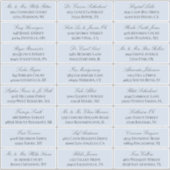 Dove Blue Elegante Script 24 Trouw Gast Adres Sticker (Voorkant)