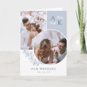Dove Blue Greenery Overlapping Photos Wedding Programma (Voorkant)