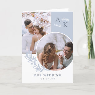 Dove Blue Greenery Overlapping Photos Wedding Programma