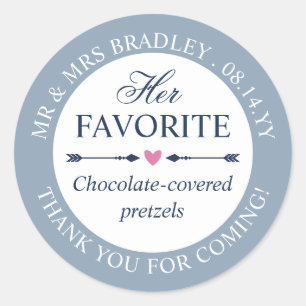 Dove Blue Heart pijltjes haar favoriete bruiloft g Ronde Sticker