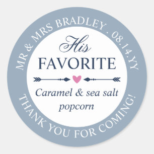 Dove Blue Heart pijltjes zijn favoriete bruiloft g Ronde Sticker