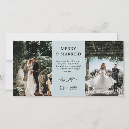 Dove Blue Mistletoe Merry Gefelriteerd Kerstfeest  Bedankkaart (Voorkant)