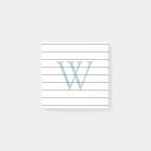 Dove Blue Monogram Lined Post-it® Notes (Voorkant)