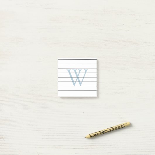 Dove Blue Monogram Lined Post-it® Notes (Op bureau)
