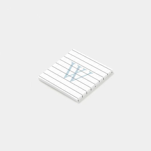 Dove Blue Monogram Lined Post-it® Notes (Schuin)