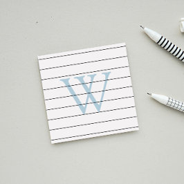 Dove Blue Monogram Lined Post-it® Notes