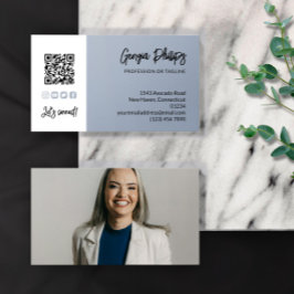 Dove Blue QR Code Photo Social Media Icons Visitekaartje