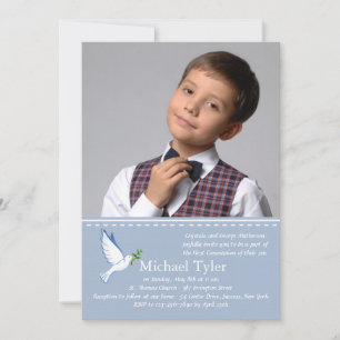 Dove Blue Religious Photo Invitation Kaart
