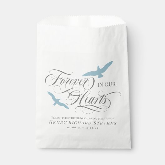 Dove Blue Vods Forever in ons hart vogelzaad Bedankzakje (Voorkant)