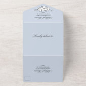 Dove Blue & White  Flowers Wedding All In One Uitnodiging (Buitenkant)