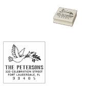 Dove & Branch Tekening Familienaam Retouradres Rubberstempel (Gestempeld)