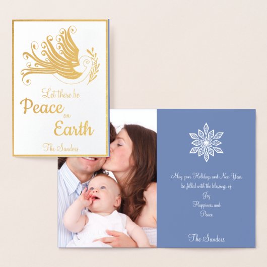 Dove Christmas Kaart Peace on Earth Foto Goud (Display)