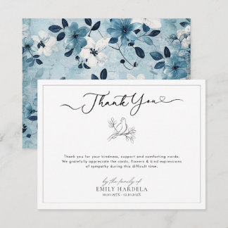 Dove Classic Blue Floral Memorial Dank u kaart