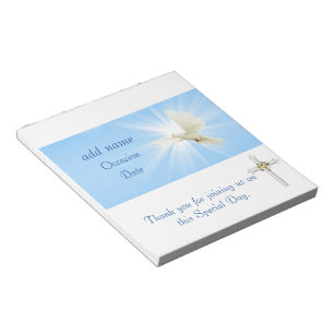 Dove Confirmation, Baptism Candy Bar Wrapper Favor Notitieblok