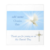 Dove Confirmation, Baptism Candy Bar Wrapper Favor Notitieblok (Voorkant)