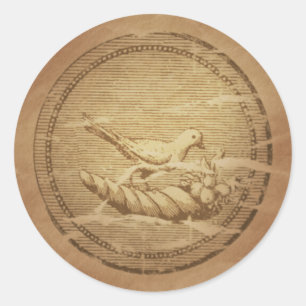 Dove & Cornucopia Good Fortune Ronde Sticker