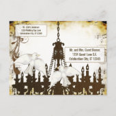 Dove Country Roth Chandelier Save the Date Aankondigingskaart (Achterkant)
