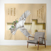 Dove Cross Gold Faux Folie Weddenschap Achtergrond Wandkleed (In Situ (horizontaal))