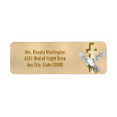 Dove Cross Gold Faux Folie Wedding Etiket (Voorkant)