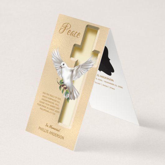 Dove Cross Photo Funeral Memorial Kaart (Voorkant)