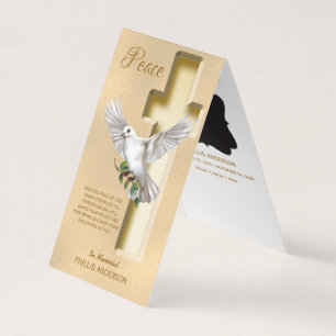 Dove Cross Photo Funeral Memorial Kaart