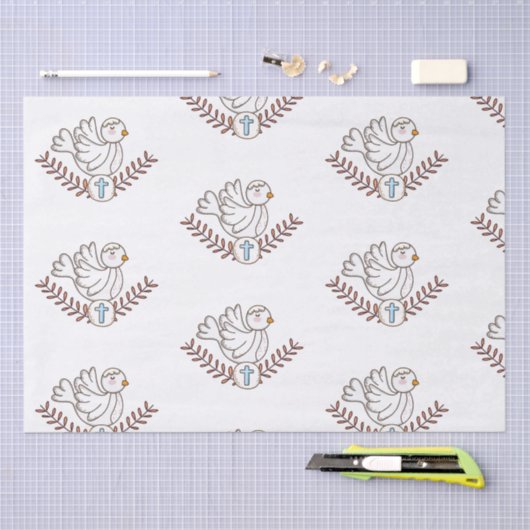 Dove Cross Religious Baptism Christening Tissuepapier (Craft)