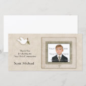 Dove, Cross, Tan, Religieuze Fotokaart Bedankkaart (Voorkant / Achterkant)