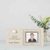 Dove, Cross, Tan, Religieuze Fotokaart Bedankkaart (Staand voorkant)
