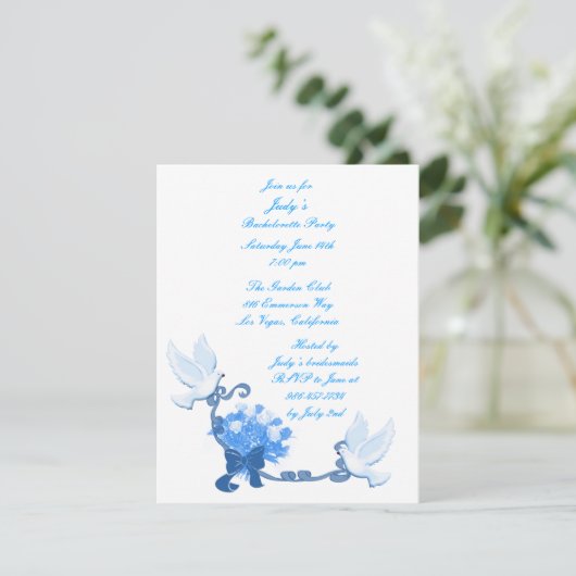 Dove Custom Bachelorette Party Invitation Kaart (Staand voorkant)