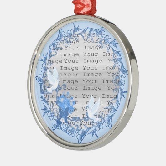 Dove Custom Round Silver Ornament (Links)