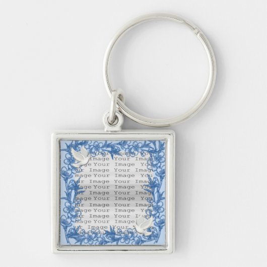 Dove Custom Square Wedding Sleutelhanger (Voorkant)