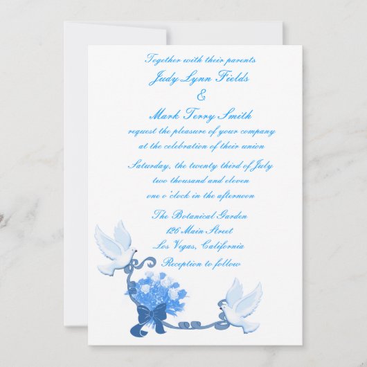 Dove Custom Wedding Invitation Kaart (Voorkant)