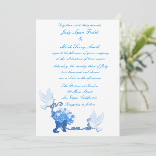 Dove Custom Wedding Invitation Kaart (Staand voorkant)