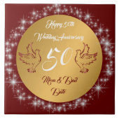 Dove Customize Happy Gold 50th Anniversary Tegeltje (Voorkant)