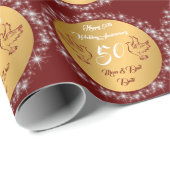 Dove Customize Happy Goud 50ste Verjaardag Cadeaupapier (Rol Hoek)