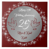 Dove Customize Happy Silver 25th Anniversary Tegeltje (Voorkant)