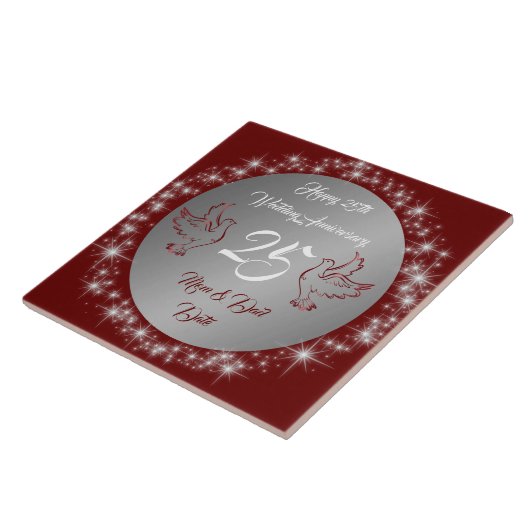 Dove Customize Happy Silver 25th Anniversary Tegeltje (Zijkant)