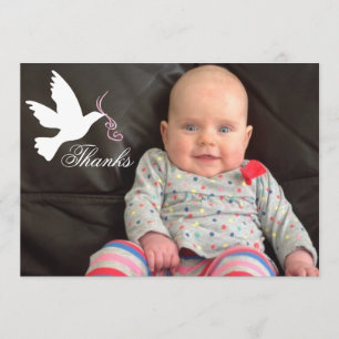 Dove dusky roze meiden baptisme foto bedankt! bedankkaart