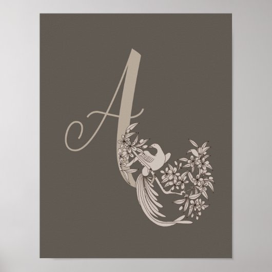 Dove Elegant Monogram Initiaal A Bruin Poster (Voorkant)