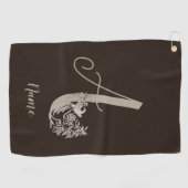 Dove Elegant Monogram Initiaal A Gepersonaliseerd Golfhanddoek (Horizontaal)