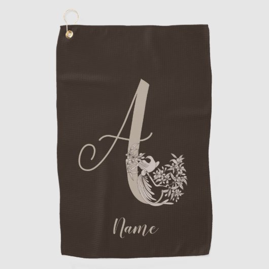 Dove Elegant Monogram Initiaal A Gepersonaliseerd Golfhanddoek (Voorkant)