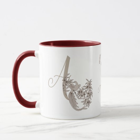 Dove Elegant Monogram Initiaal A Gepersonaliseerd Mok (Links)