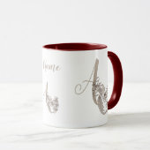 Dove Elegant Monogram Initiaal A Gepersonaliseerd Mok (Voorkant rechts)