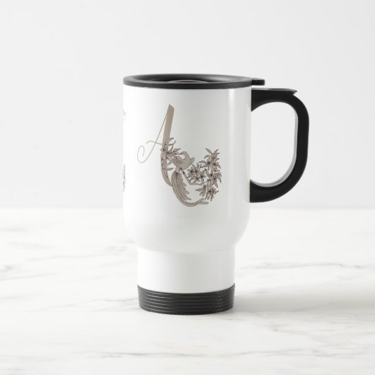 Dove Elegant Monogram Initiaal A Gepersonaliseerd Reisbeker (Rechts)