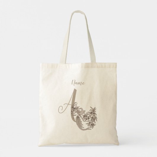 Dove Elegant Monogram Initiaal A Naam Tote Bag (Achterkant)