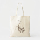 Dove Elegant Monogram Initiaal A Naam Tote Bag (Voorkant)