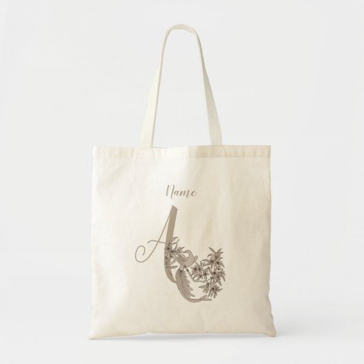 Dove Elegant Monogram Initiaal A Naam Tote Bag (Voorkant)